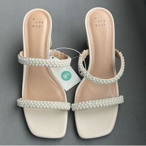 LAST ONE! Audra Pearl Mule Block Heels by A New Day 9.5 with Small Damage